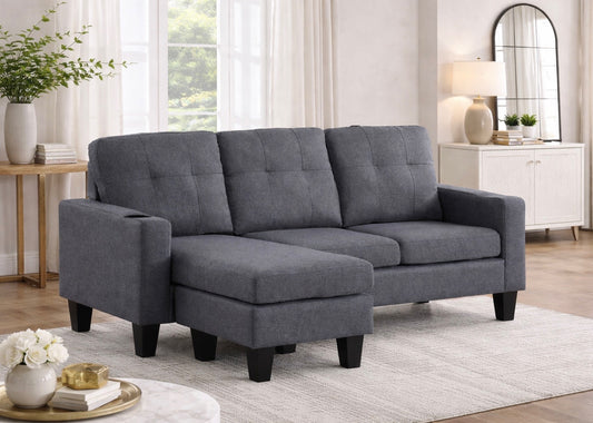 Small Reversible Fabric Sectional Sofa-ROBYN