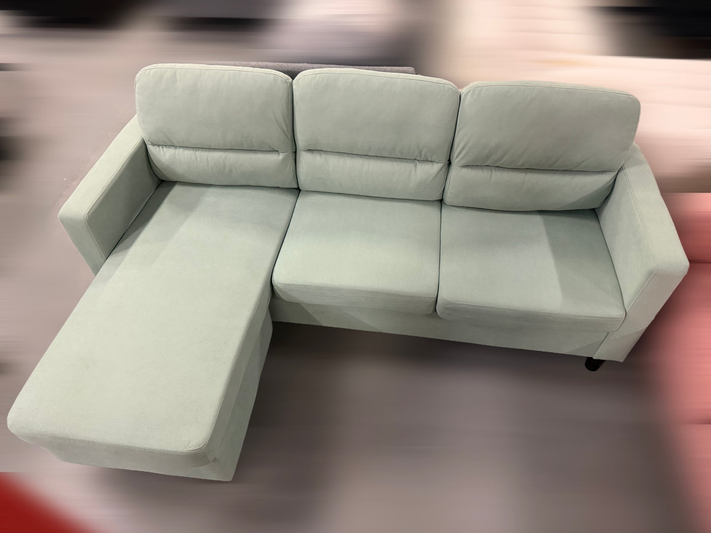 🌿 Sample Clearance – Green Reversible Fabric Sectional Sofa-1868