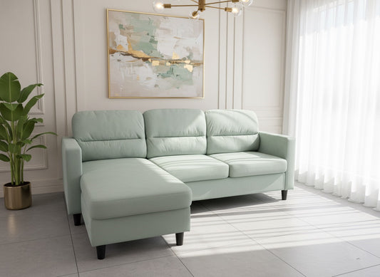 🌿 Sample Clearance – Green Reversible Fabric Sectional Sofa-1868
