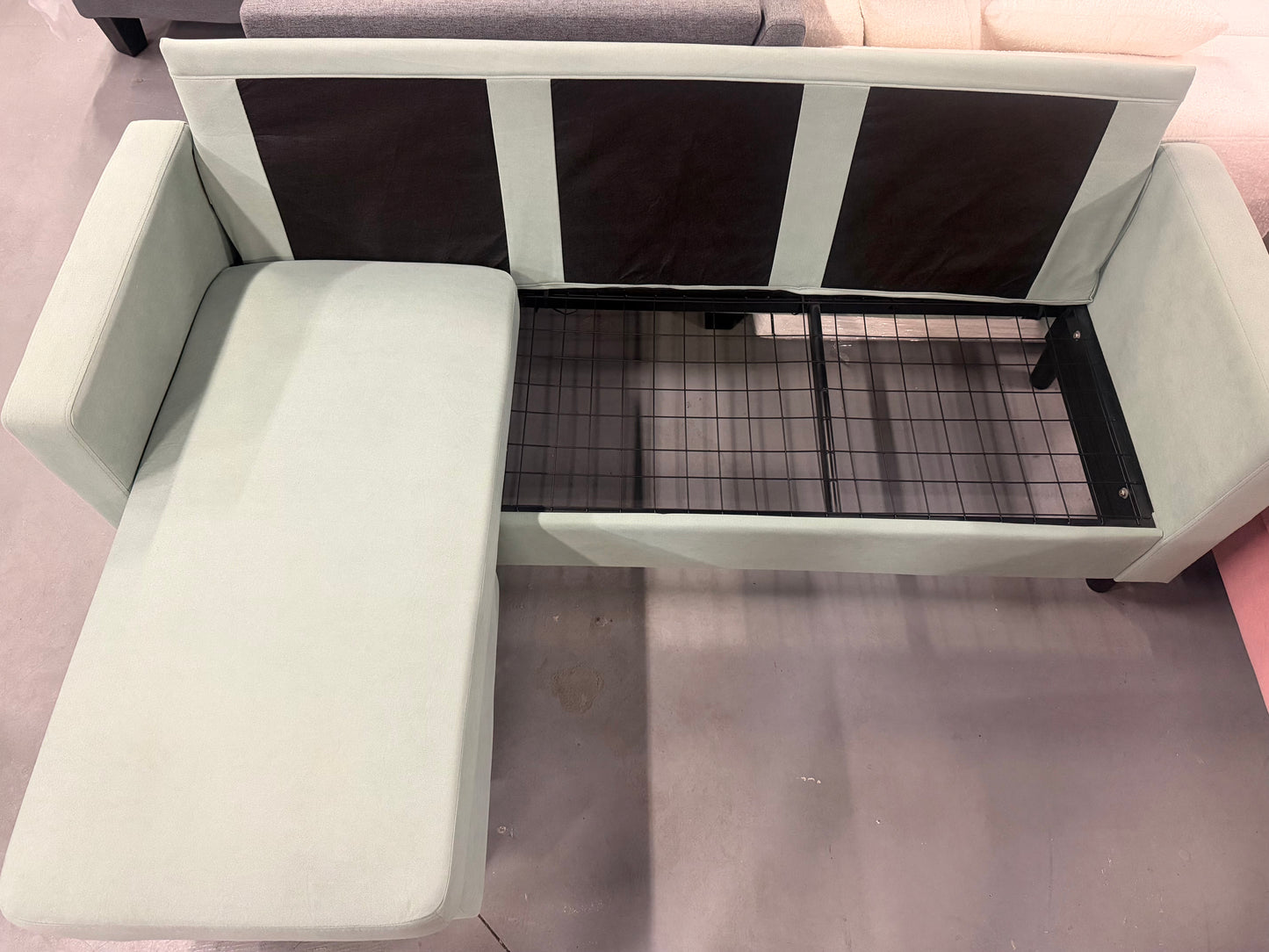 🌿 Sample Clearance – Green Reversible Fabric Sectional Sofa-1868