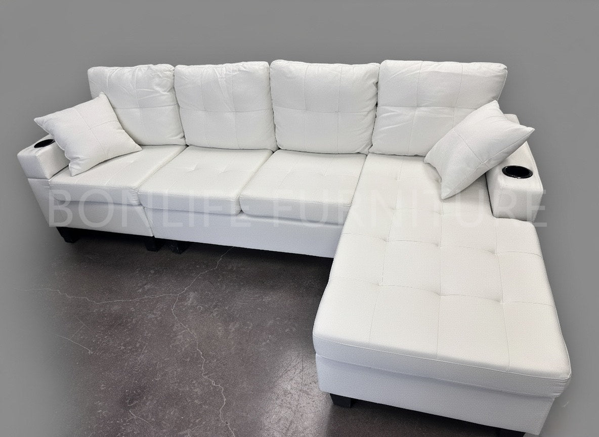 Modern Fabric Sectional Sofa with Cup Holders-D6212