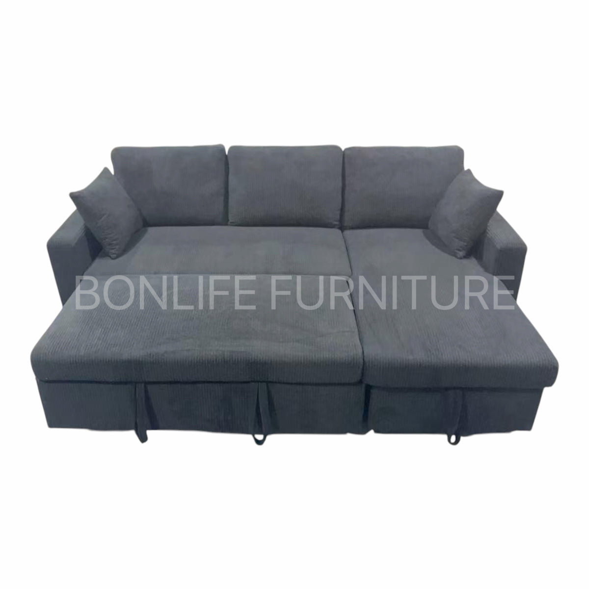 Corduroy Reversible Sectional Sofa Bed with Storage-D2508
