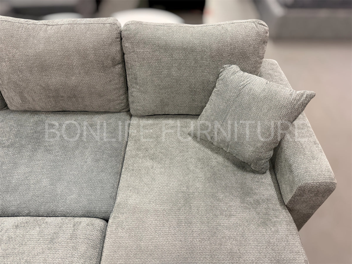118” U-Shaped Chenille Pull-Out Sofa Bed with Dual Storage Chaise-D2603