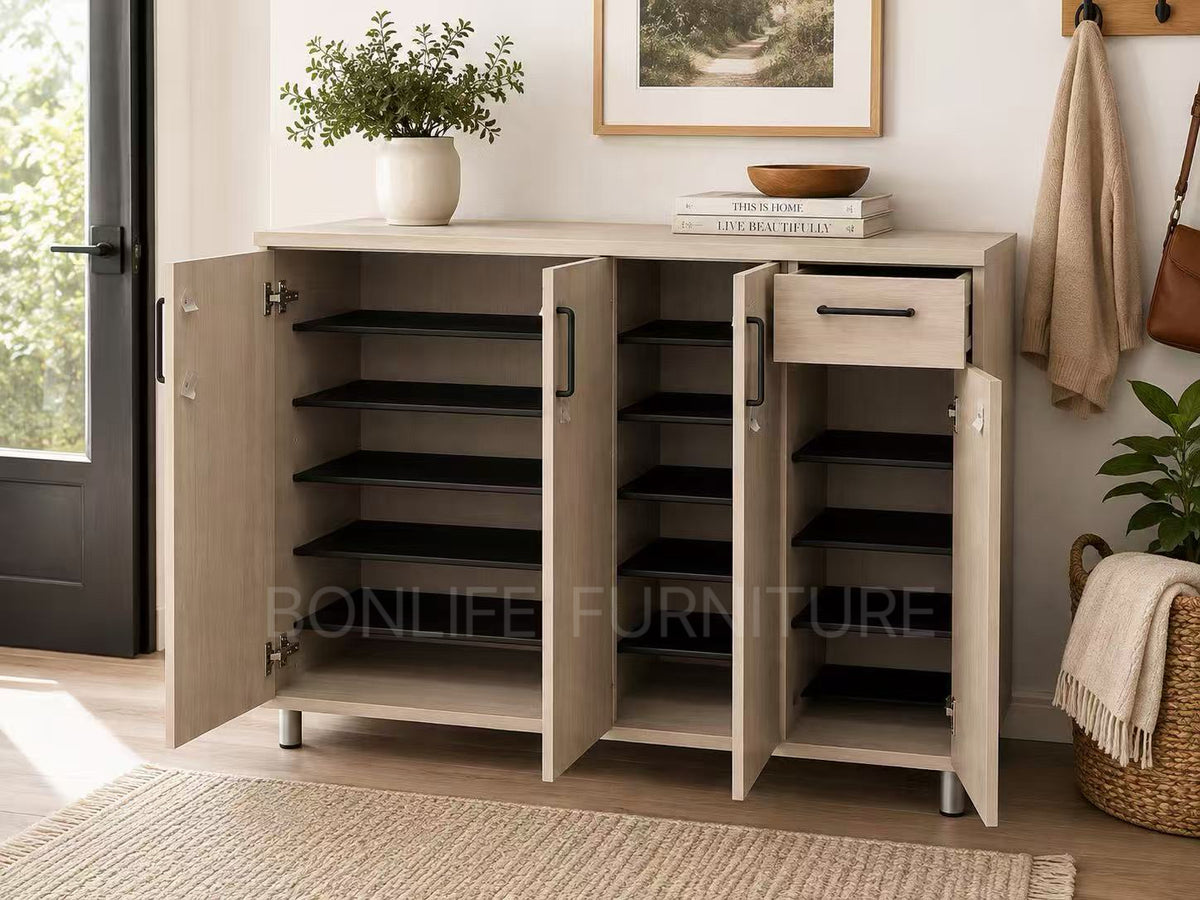 47" Shoe Storage Cabinet with Adjustable Shelves & Drawer