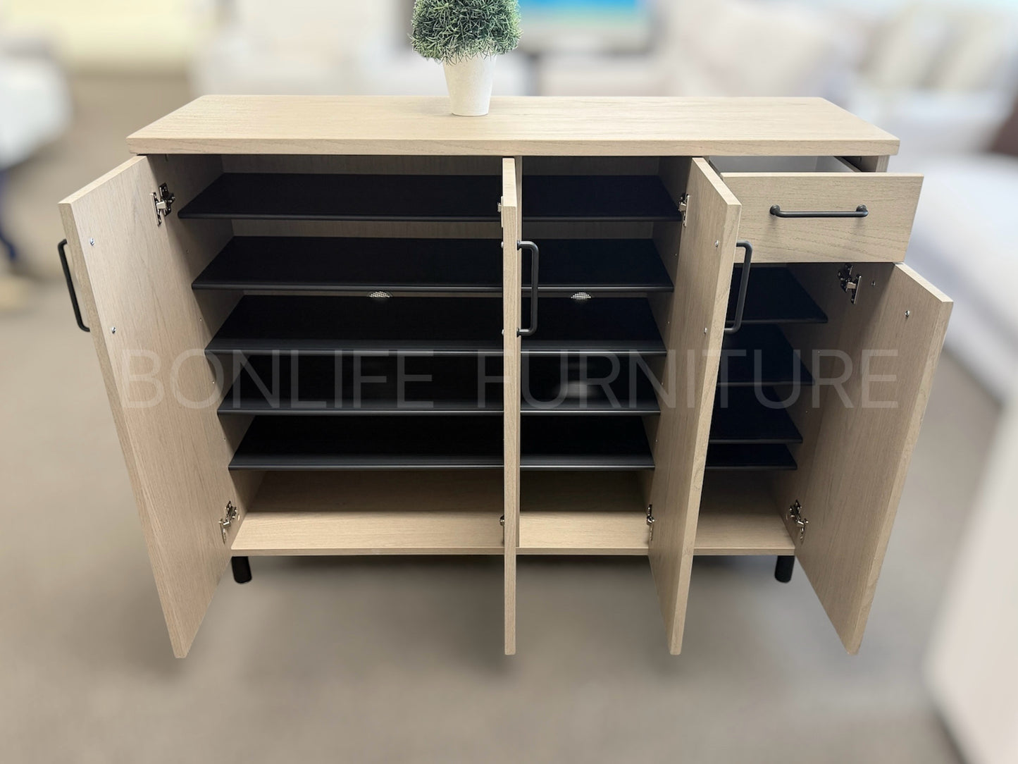 47" Shoe Storage Cabinet with Adjustable Shelves & Drawer