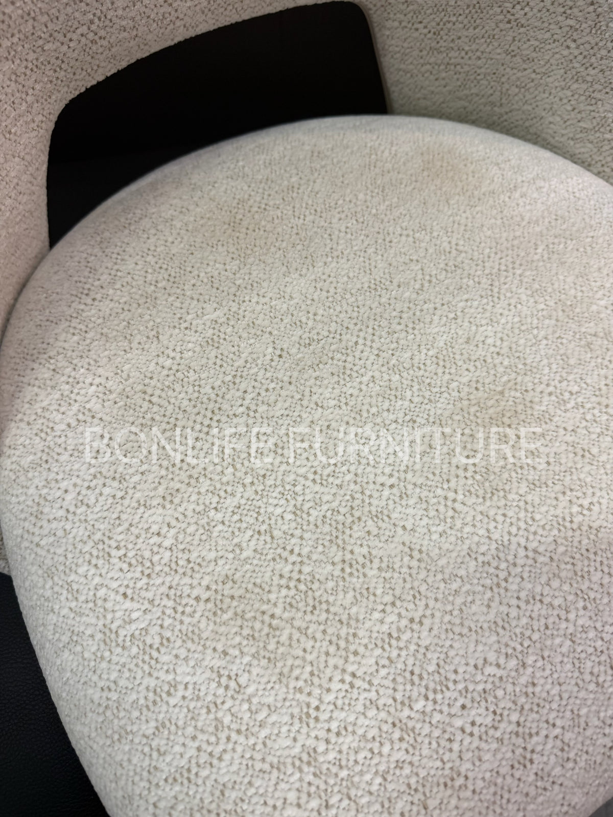 5pc Modern Round Sintered Stone Dining Table Set with Gold Base & Ivory Teddy Chairs – BDT20GD