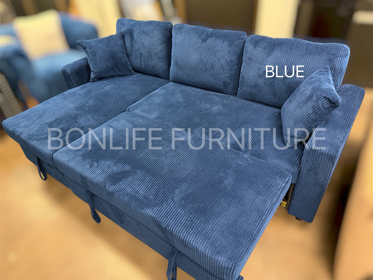 Corduroy Reversible Sectional Sofa Bed with Storage-D2508