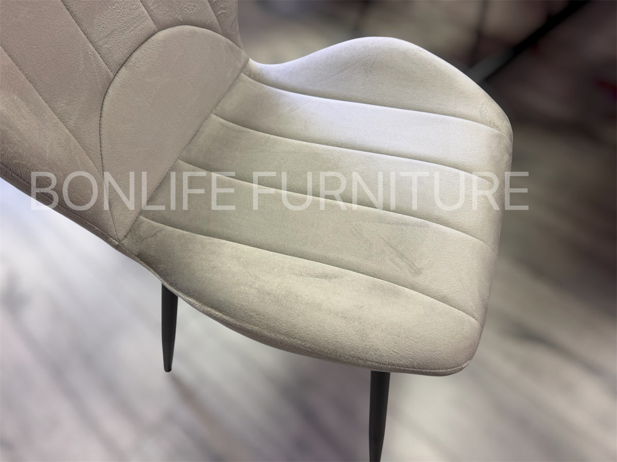 Modern 7-Piece Dining Set | Sintered Stone Table + 6 Velvet Chairs-I1530