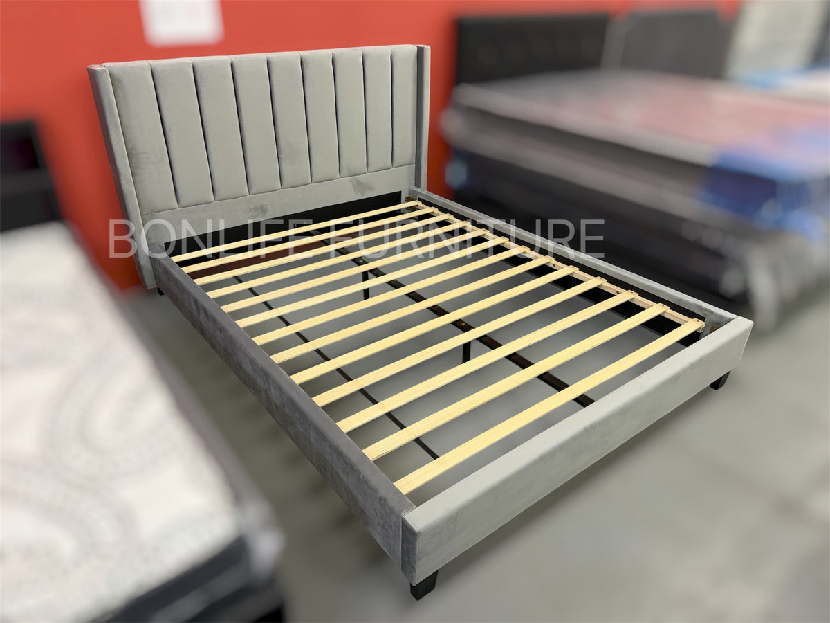 Modern Velvet Panel Tufted Platform Bed Frame -T2190