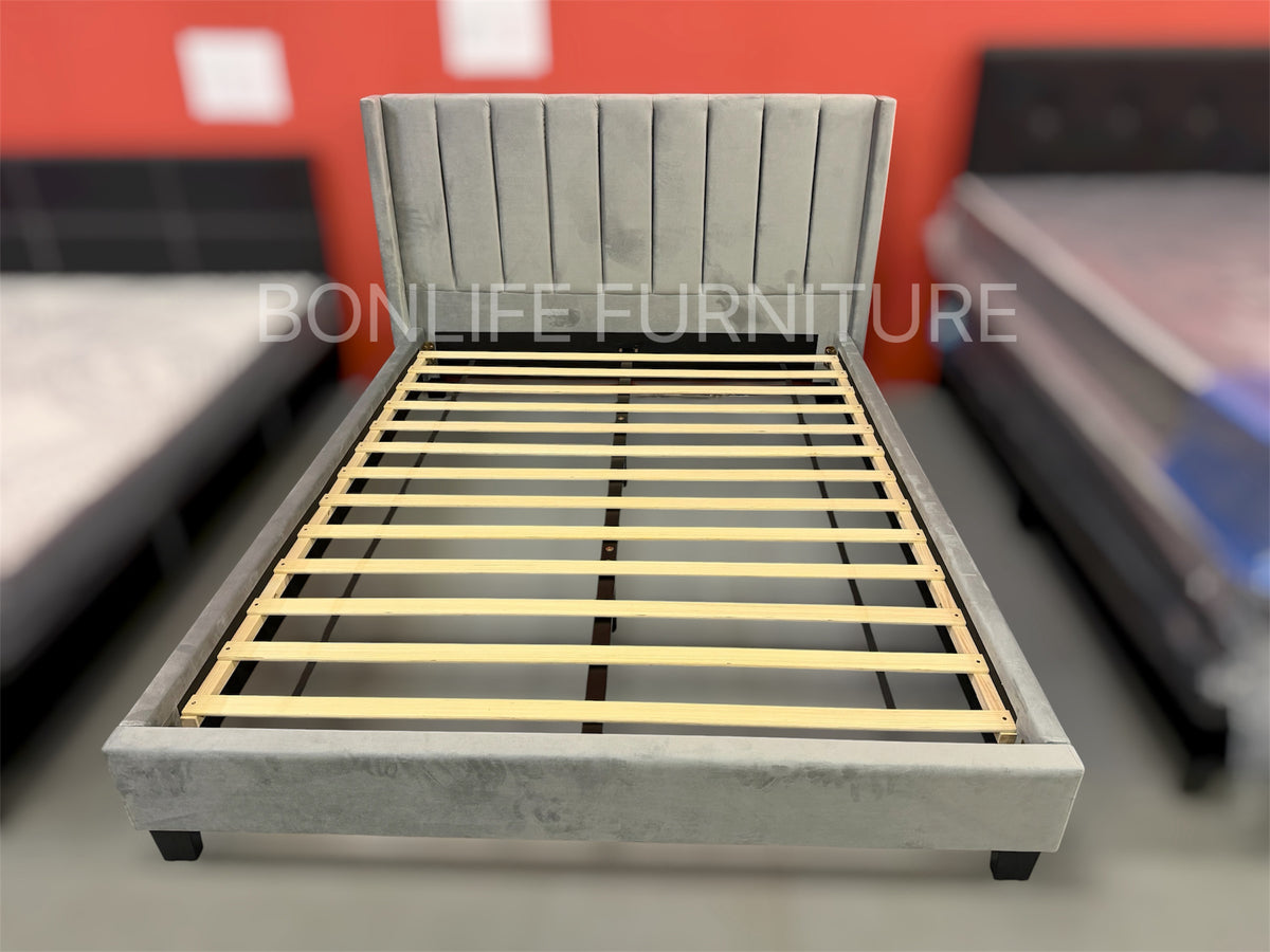 Modern Velvet Panel Tufted Platform Bed Frame -T2190