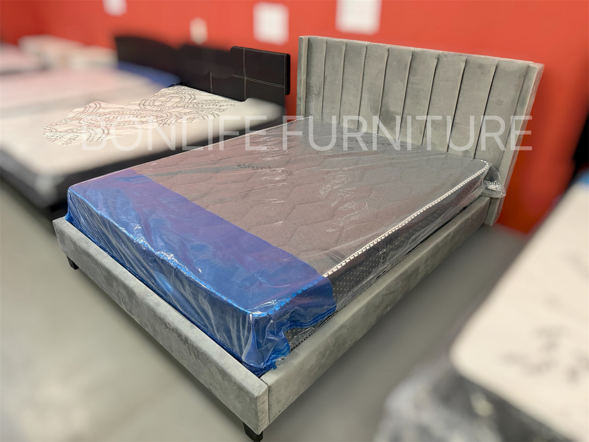 Modern Velvet Panel Tufted Platform Bed Frame -T2190