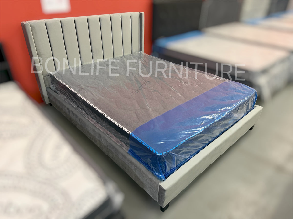 Modern Velvet Panel Tufted Platform Bed Frame -T2190