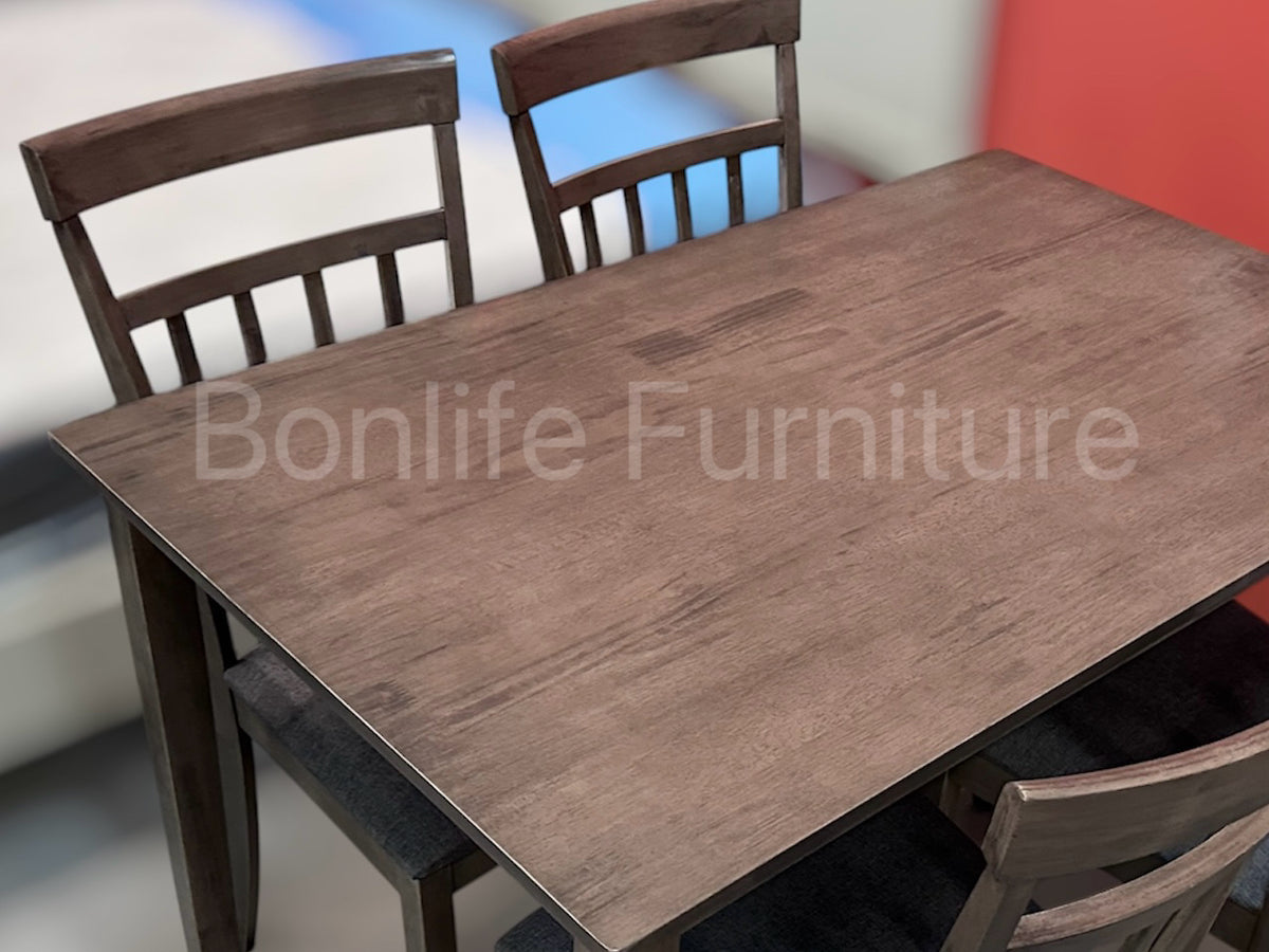7-Piece Grey Wood Dining Set – Table with 6 Upholstered Chairs-T3117(3115C)