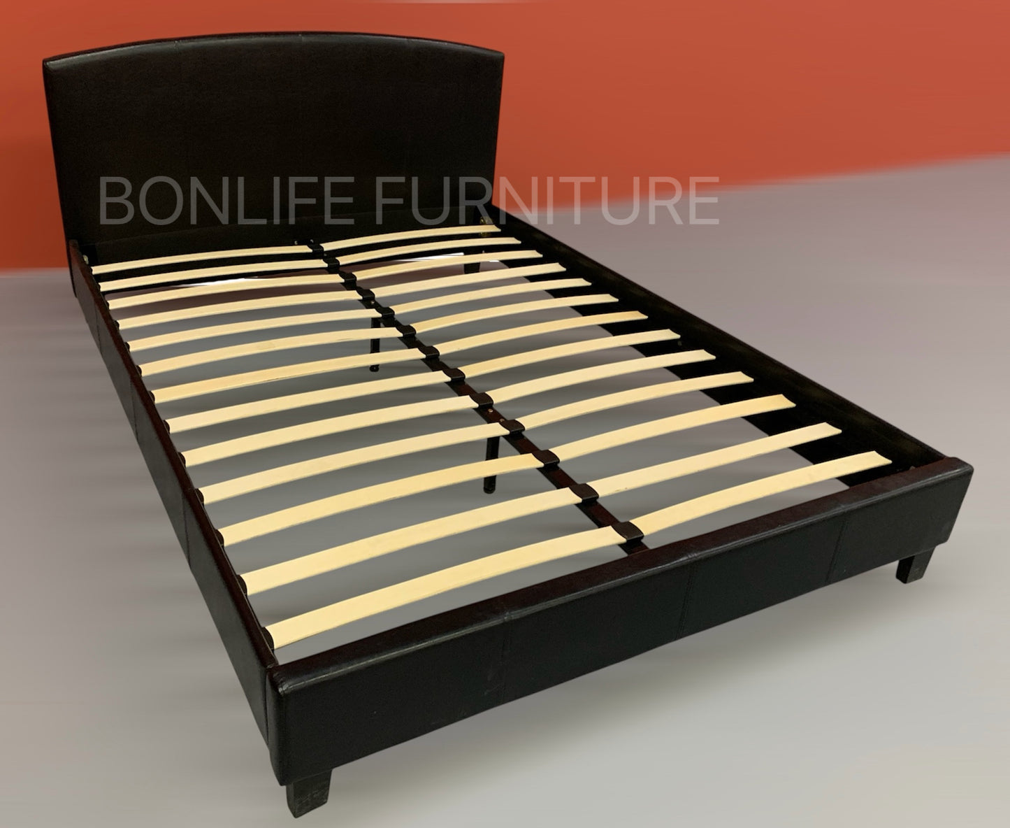 Modern Leatherette Platform Bed Frame -T2350