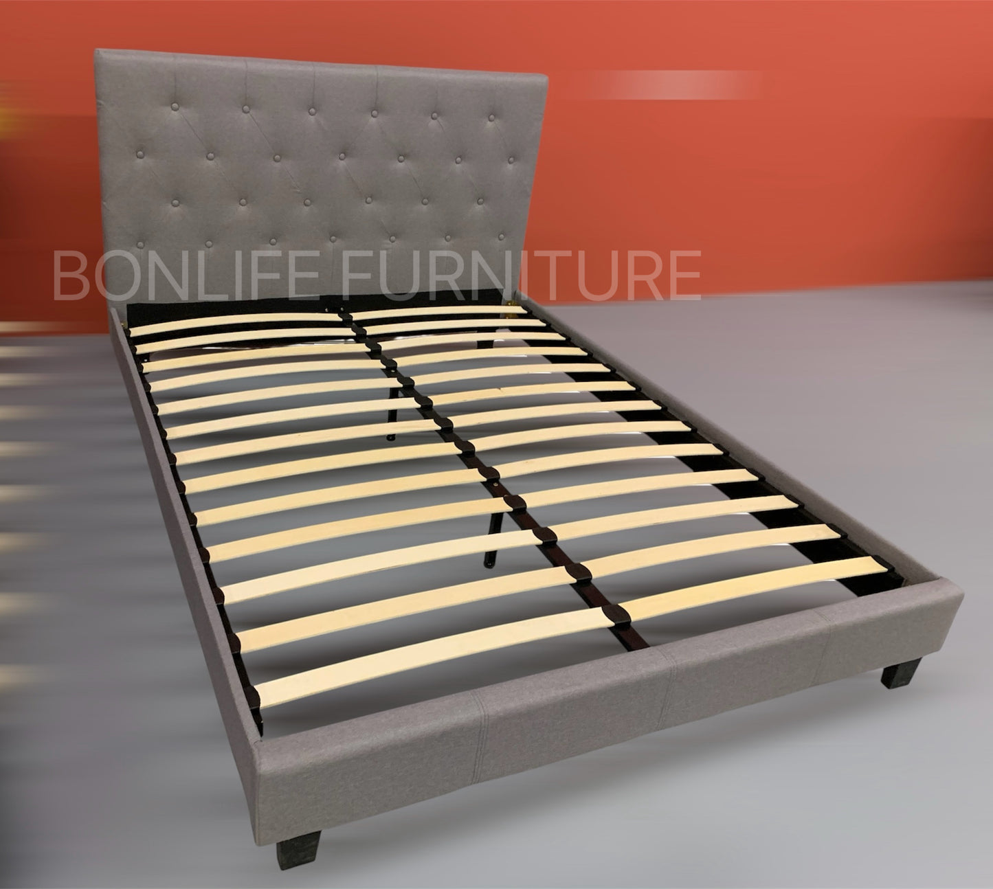 Button Tufted Platform Bed-T2366