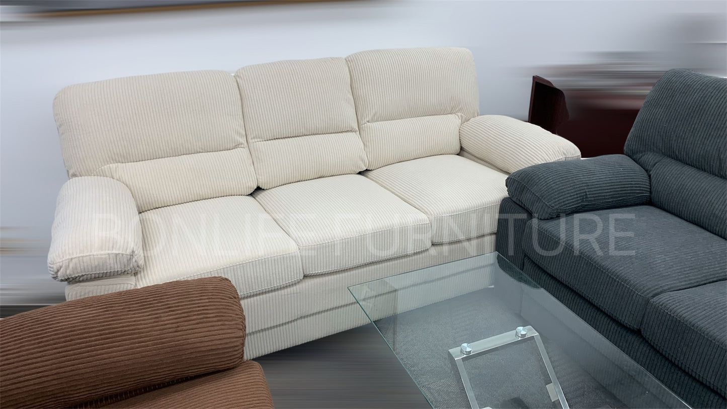Corduroy 3-Piece Sofa Set – Modern Living Room Sofa, Loveseat & Chair -Ctystal