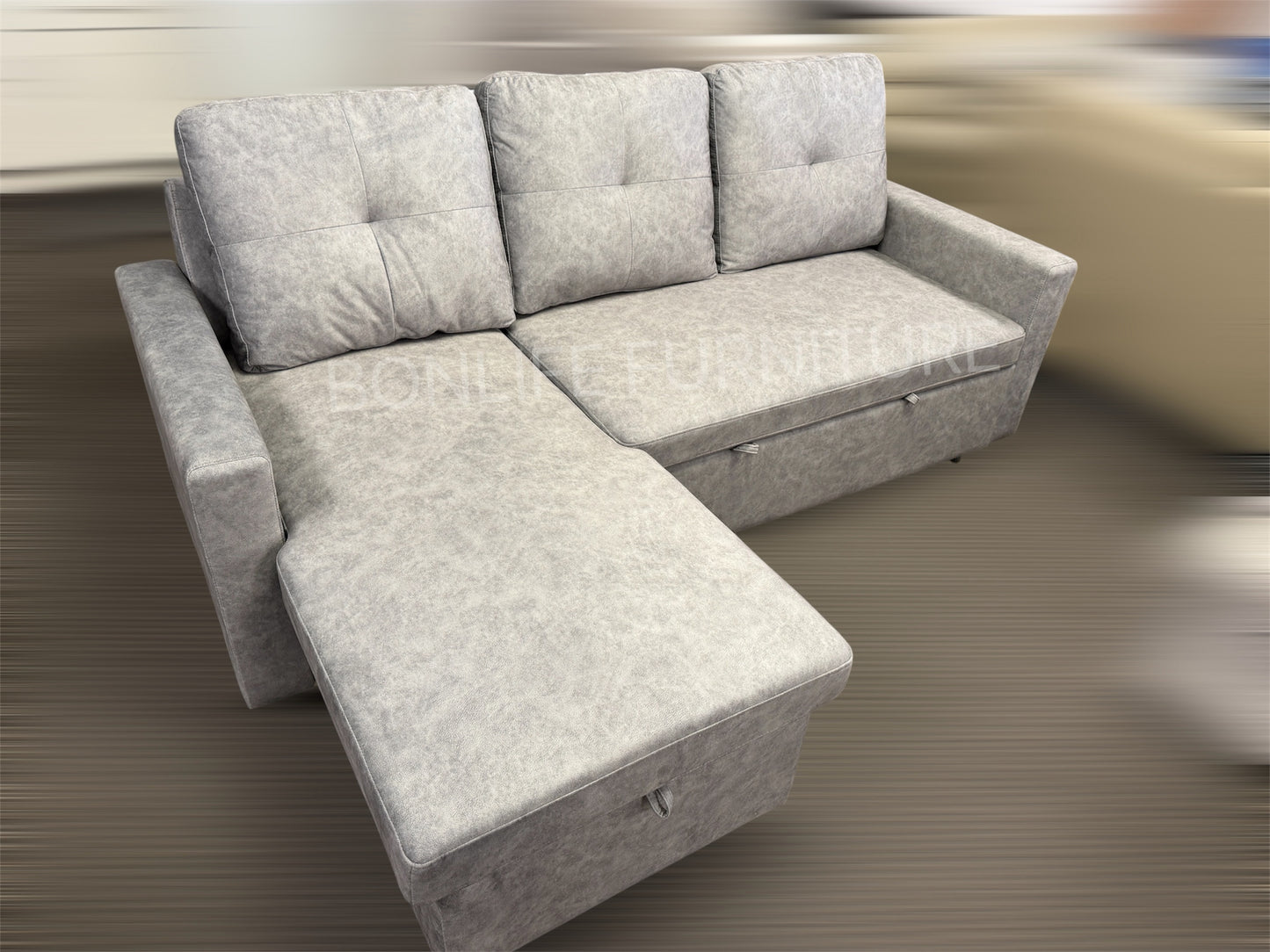 Five-Defense Fabric Pull-Out Sectional Sofa Bed with Storage-ISLAND2