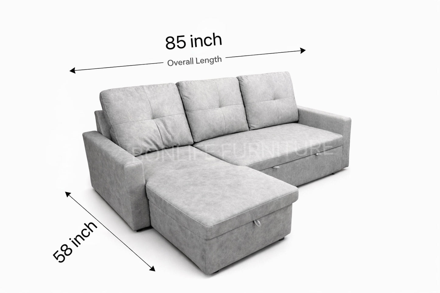 Five-Defense Fabric Pull-Out Sectional Sofa Bed with Storage-ISLAND2