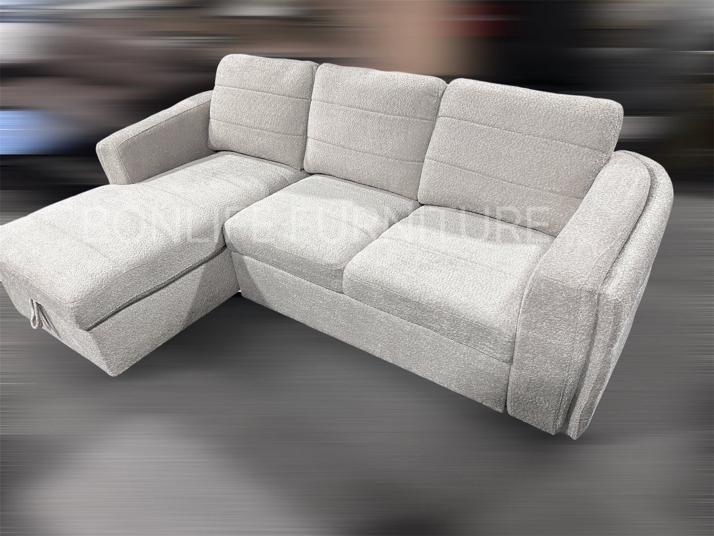 Modern Light Grey Boucle Sectional Sofa Bed with Storage-I9085(9086)