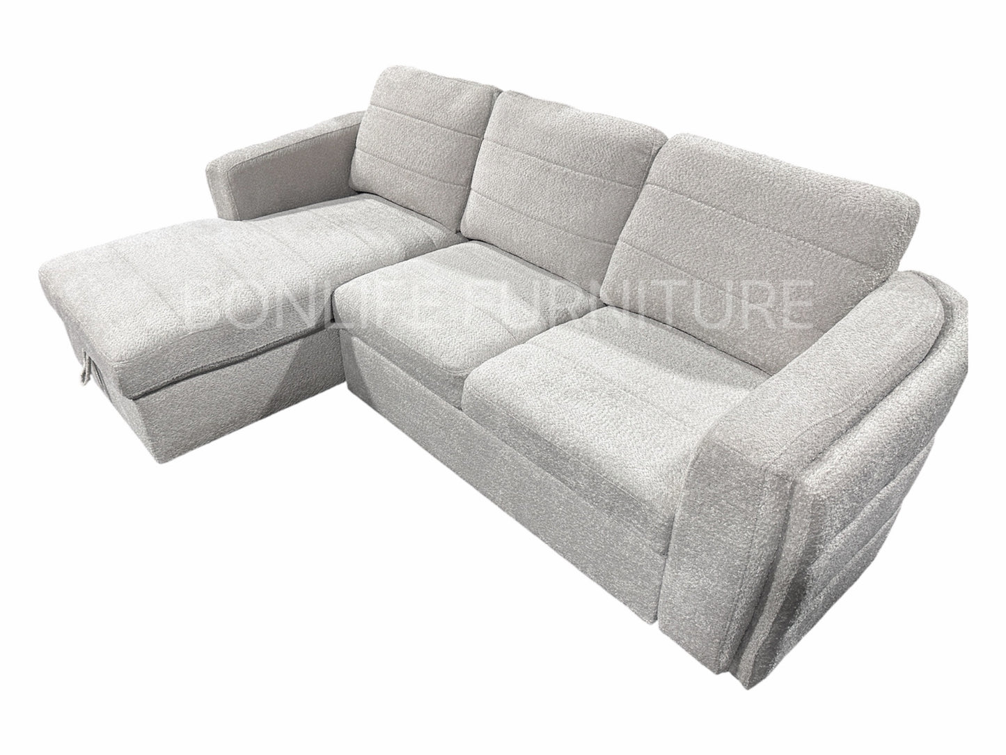 Modern Light Grey Boucle Sectional Sofa Bed with Storage-I9085(9086)