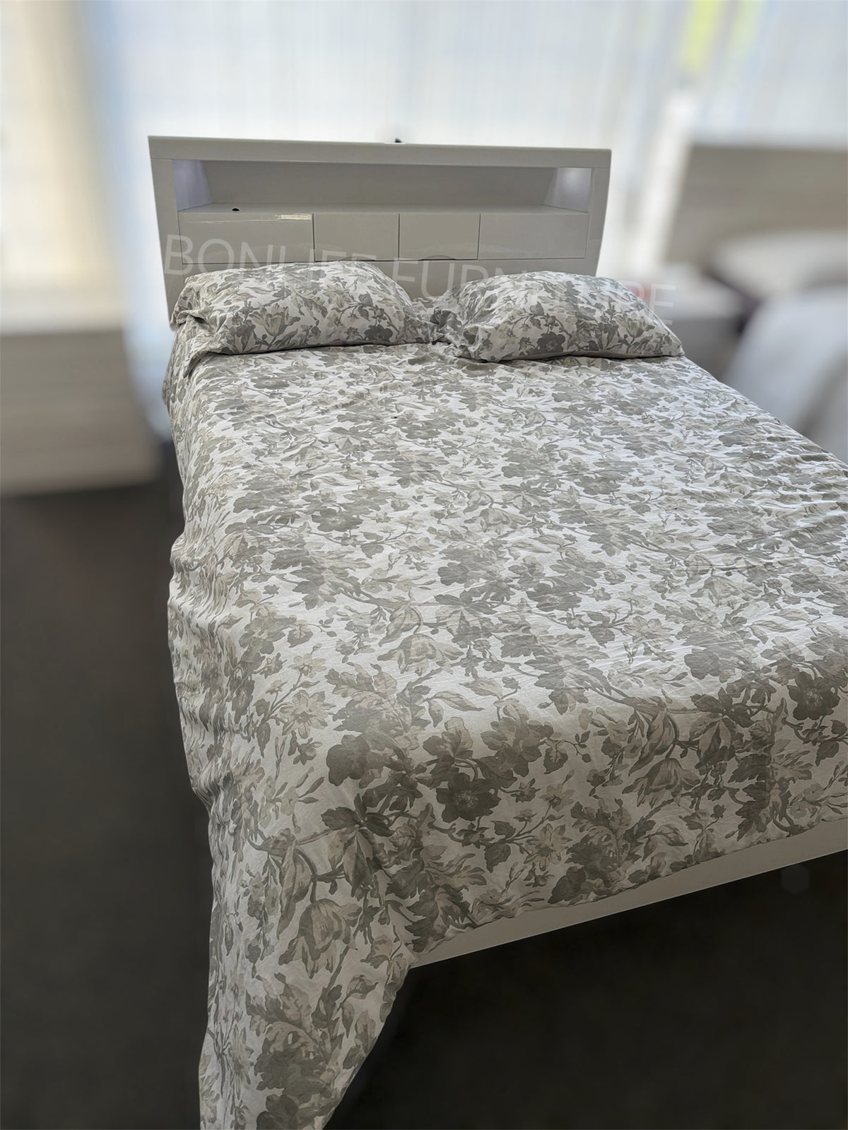 White Piano Lacquer Bedroom Furniture Collection – Storage Bed, Dresser, Chest & Nightstand Sold Separately-Kurara