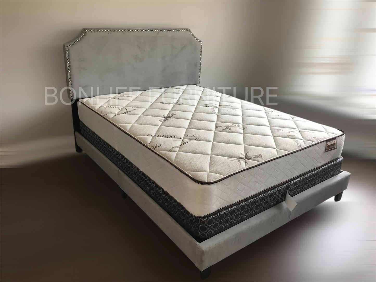 Velvet Scalloped Bed Frame with Adjustable Headboard -T2116