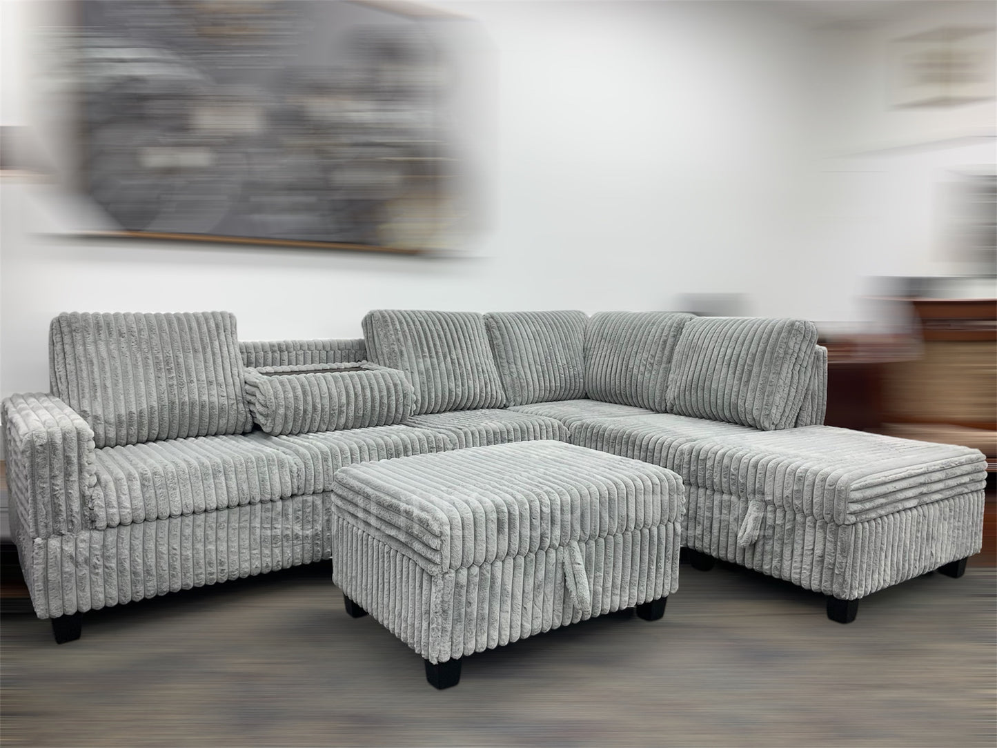 Corduroy Sectional Sofa with Storage -GLORY