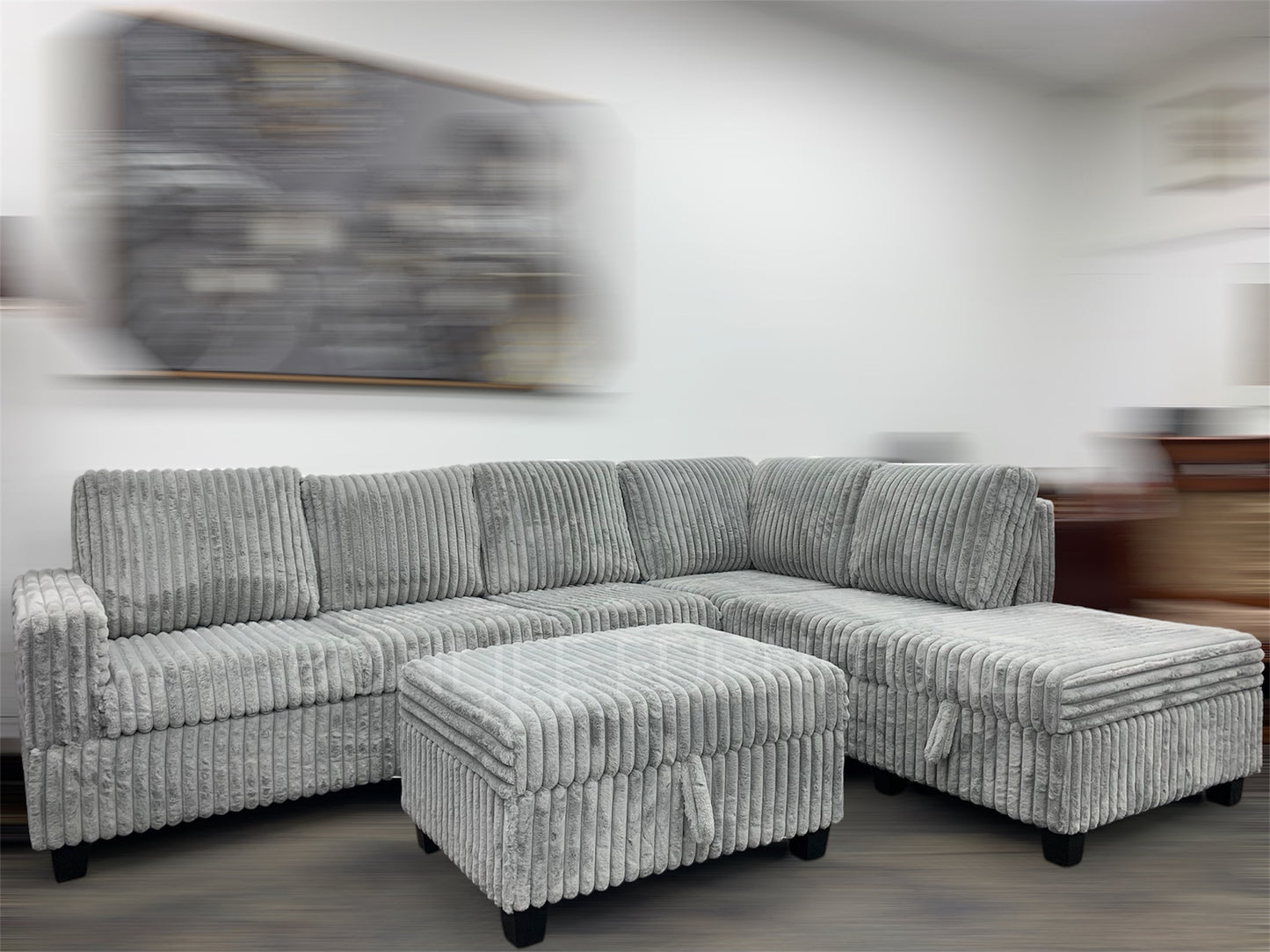 Corduroy Sectional Sofa with Storage -GLORY