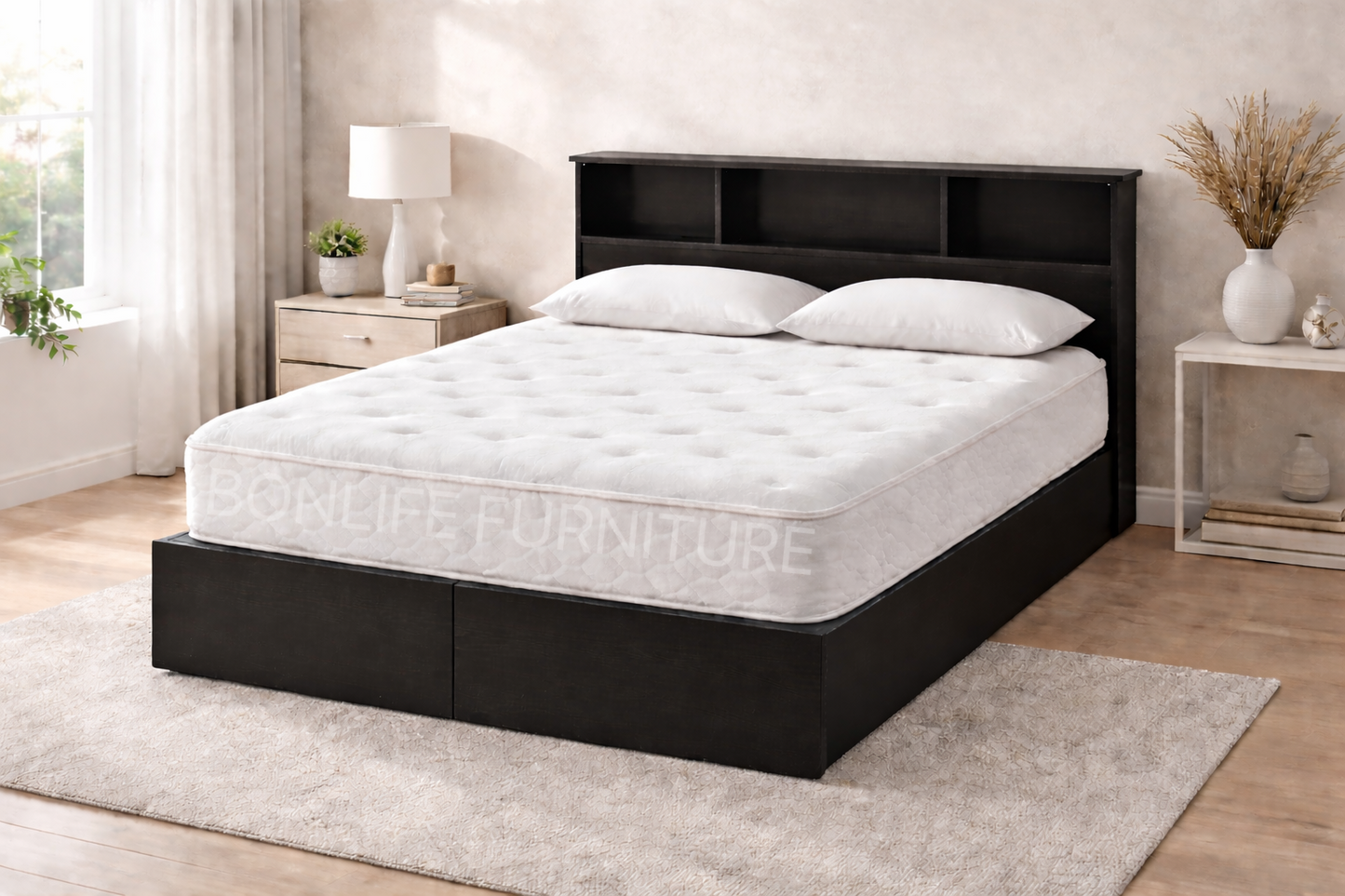 Storage Platform Bed with Drawers & Lift-Up Storage – Canadian Made Wood Frame-Mate