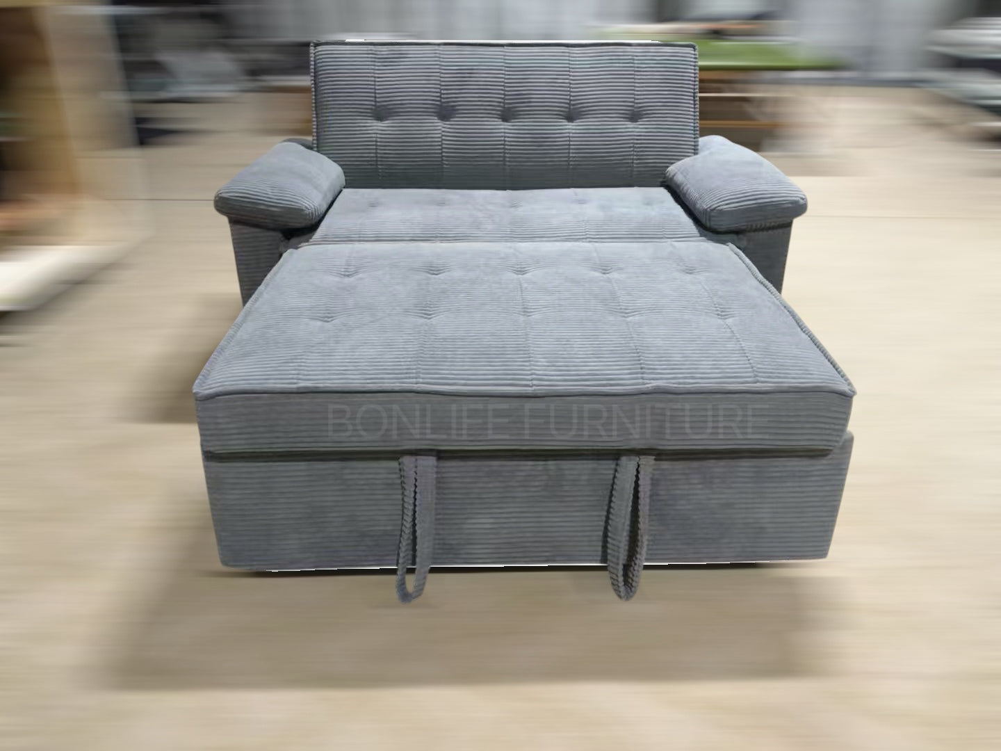 3-in-1 Corduroy Pull-Out Sofa Bed – Compact Convertible Sleeper-NEEL