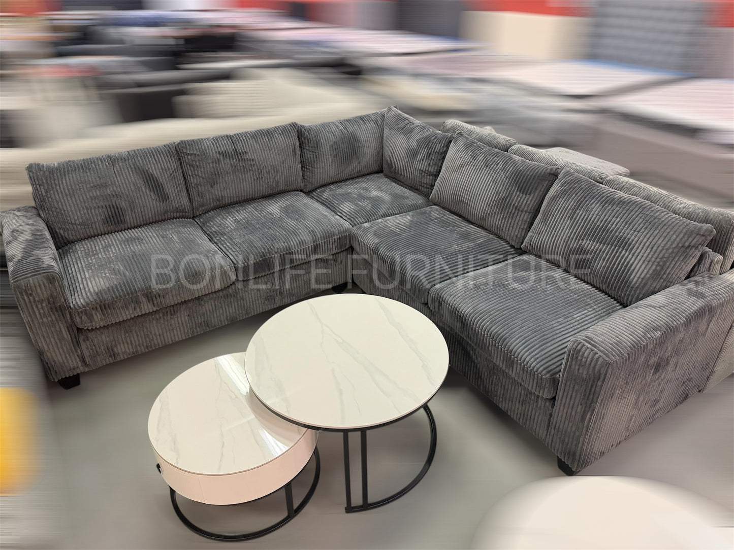 Corduroy Corner Sectional Sofa – Pocket Coil & Memory Foam Comfort-T1236