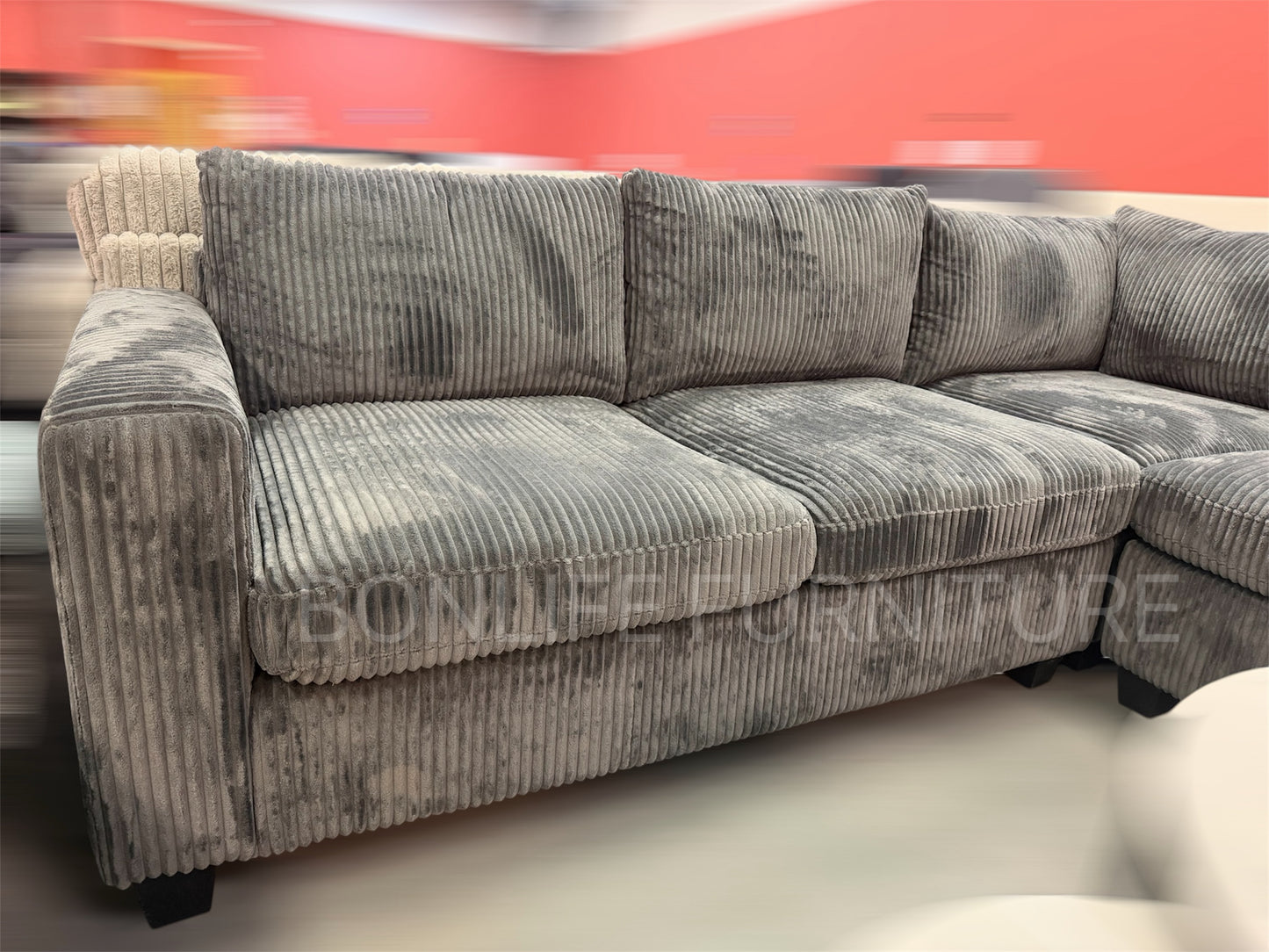 Corduroy Corner Sectional Sofa – Pocket Coil & Memory Foam Comfort-T1236