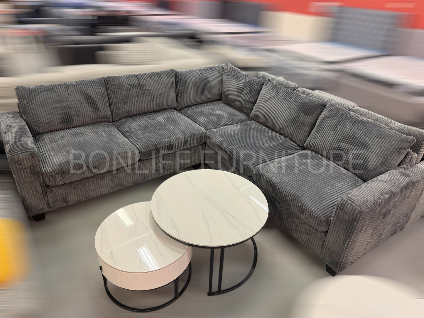 Corduroy Corner Sectional Sofa – Pocket Coil & Memory Foam Comfort-T1236