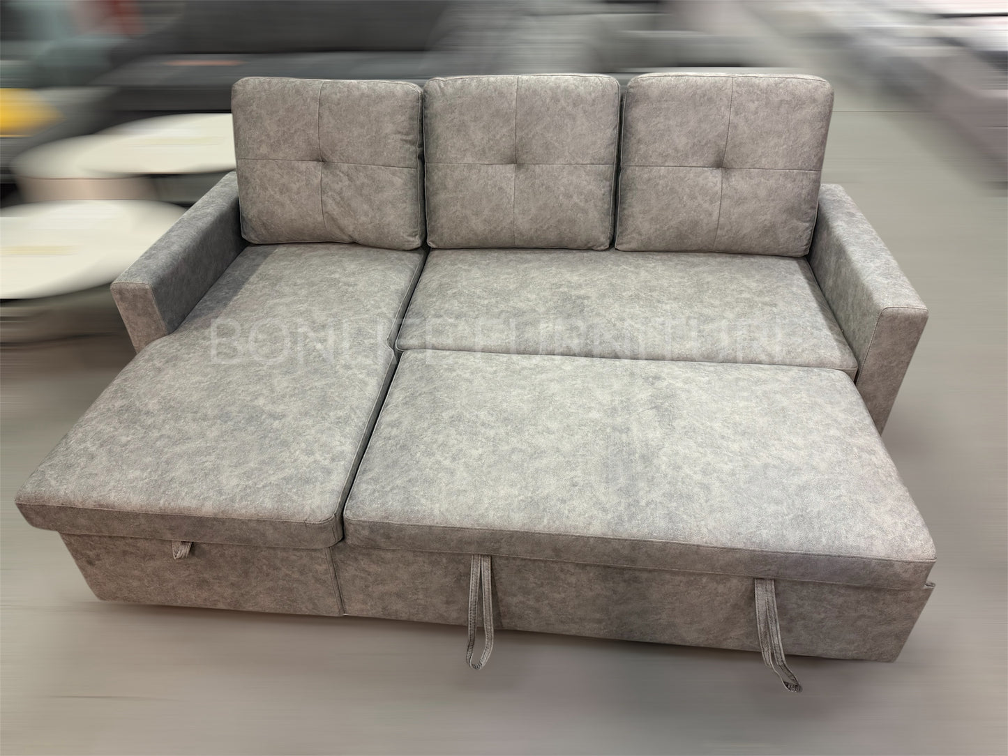 Five-Defense Fabric Pull-Out Sectional Sofa Bed with Storage-ISLAND2