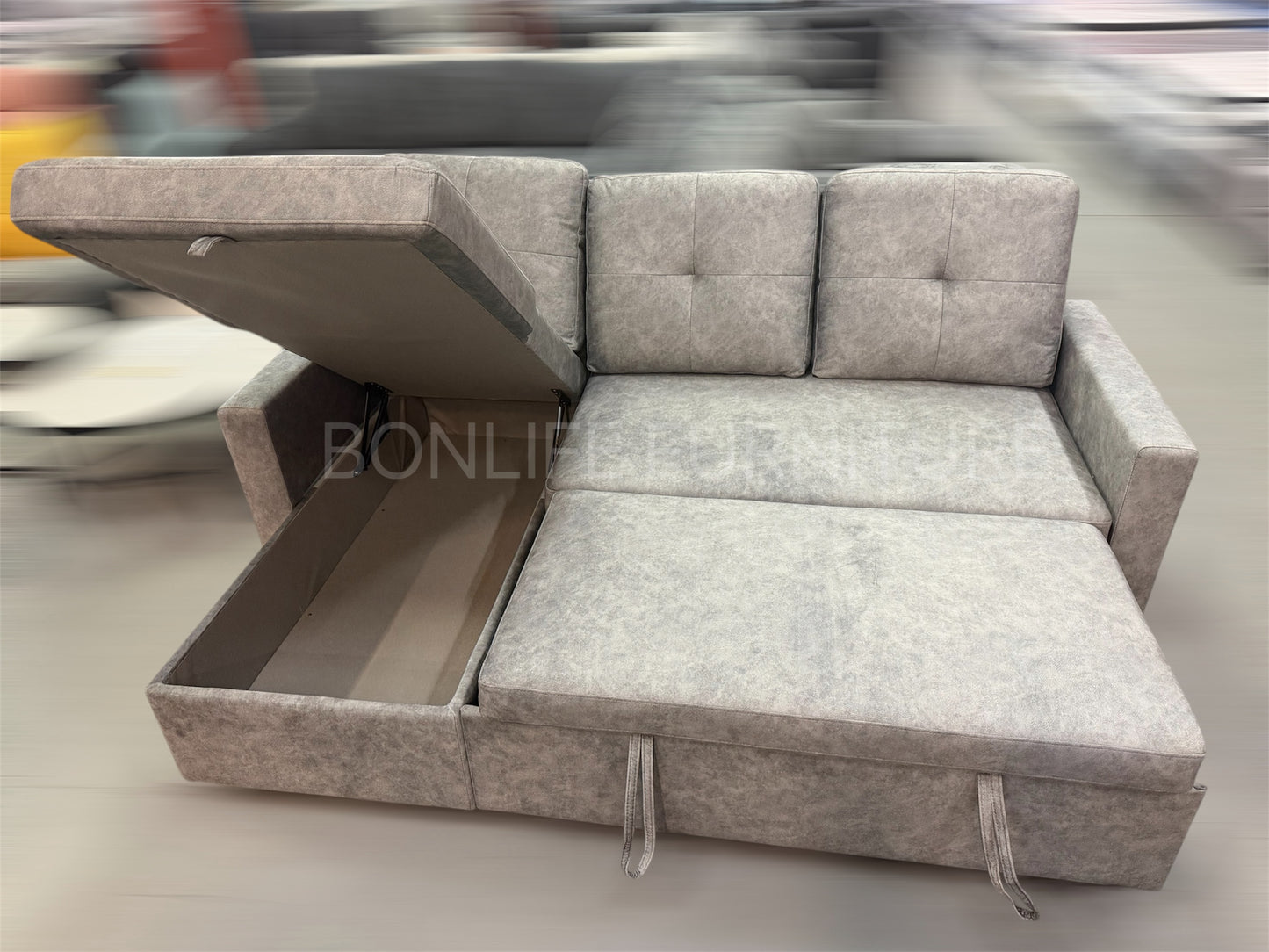 Five-Defense Fabric Pull-Out Sectional Sofa Bed with Storage-ISLAND2