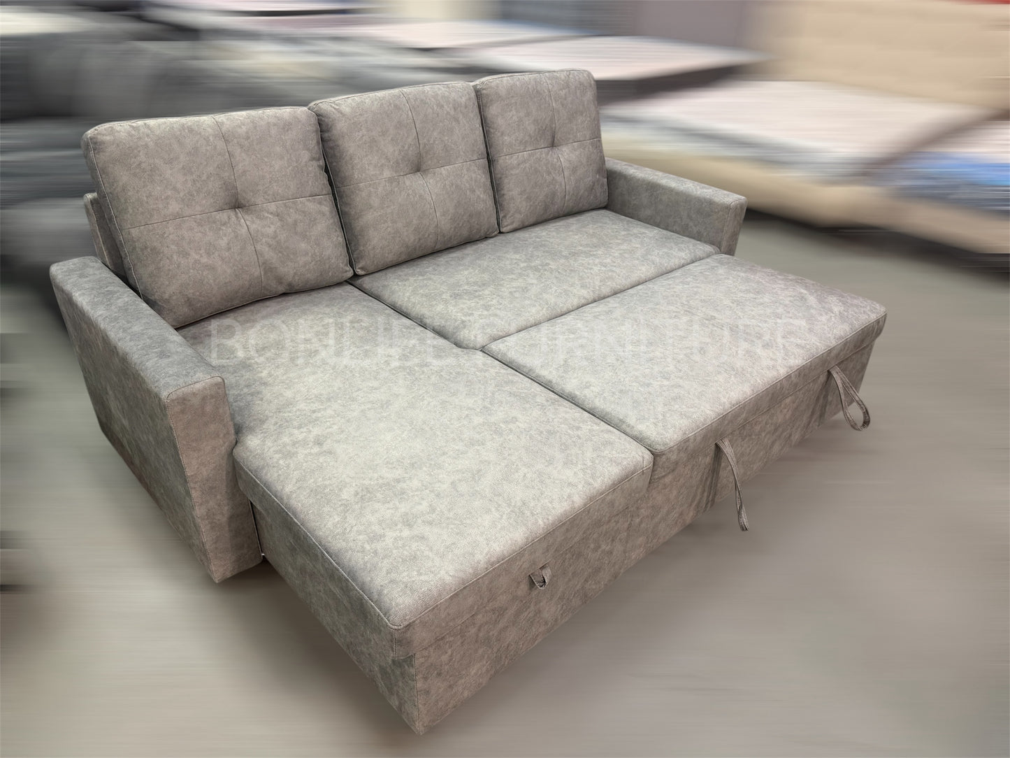 Five-Defense Fabric Pull-Out Sectional Sofa Bed with Storage-ISLAND2