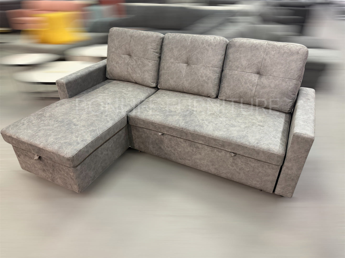 Five-Defense Fabric Pull-Out Sectional Sofa Bed with Storage-ISLAND2