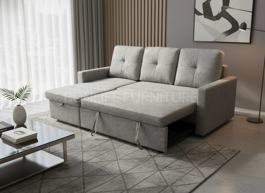 Five-Defense Fabric Pull-Out Sectional Sofa Bed with Storage-ISLAND2