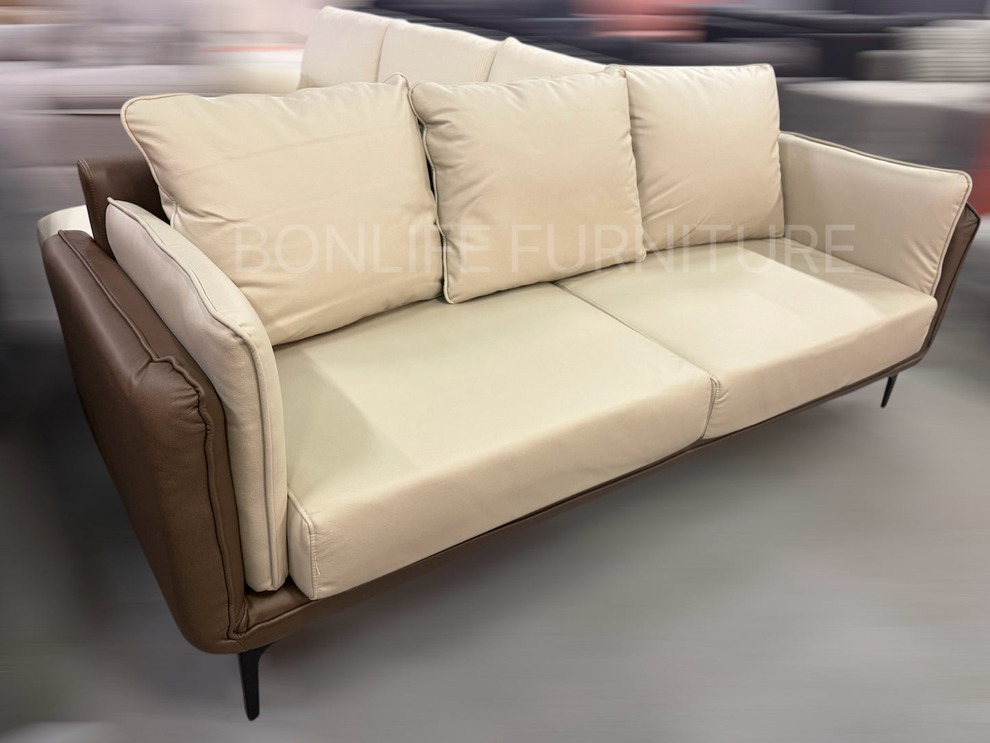 Modern Two-Tone Cream & Mocha Sofa Collection – I8210