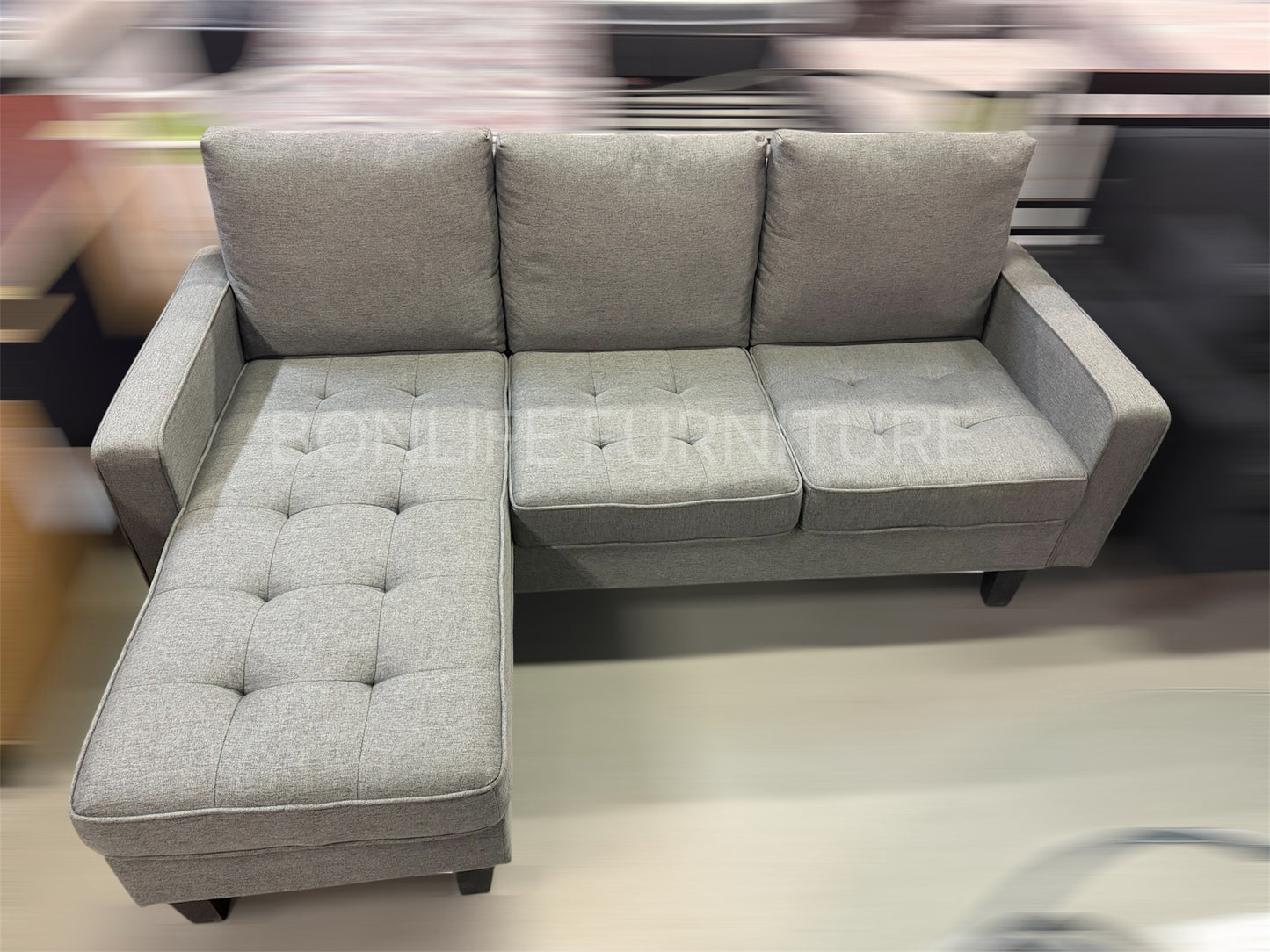 Convertible Fabric Sectional Sofa with Reversible Chaise-D2209