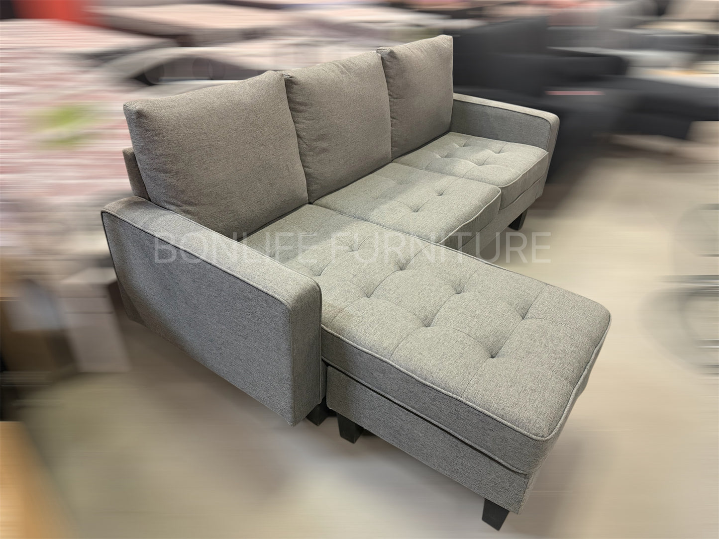 Convertible Fabric Sectional Sofa with Reversible Chaise-D2209