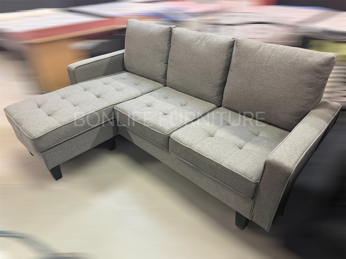 Convertible Fabric Sectional Sofa with Reversible Chaise-D2209