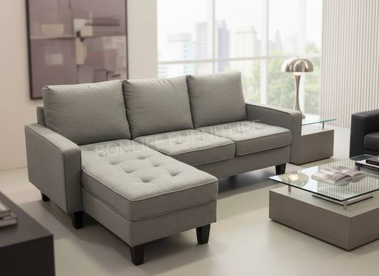 Convertible Fabric Sectional Sofa with Reversible Chaise-D2209