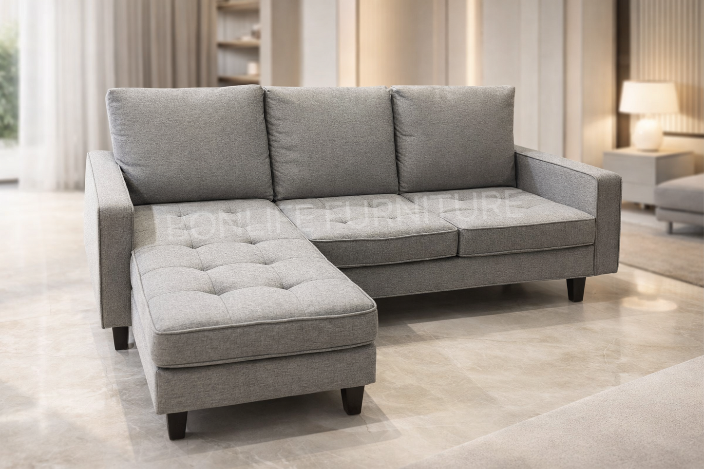 Convertible Fabric Sectional Sofa with Reversible Chaise-D2209