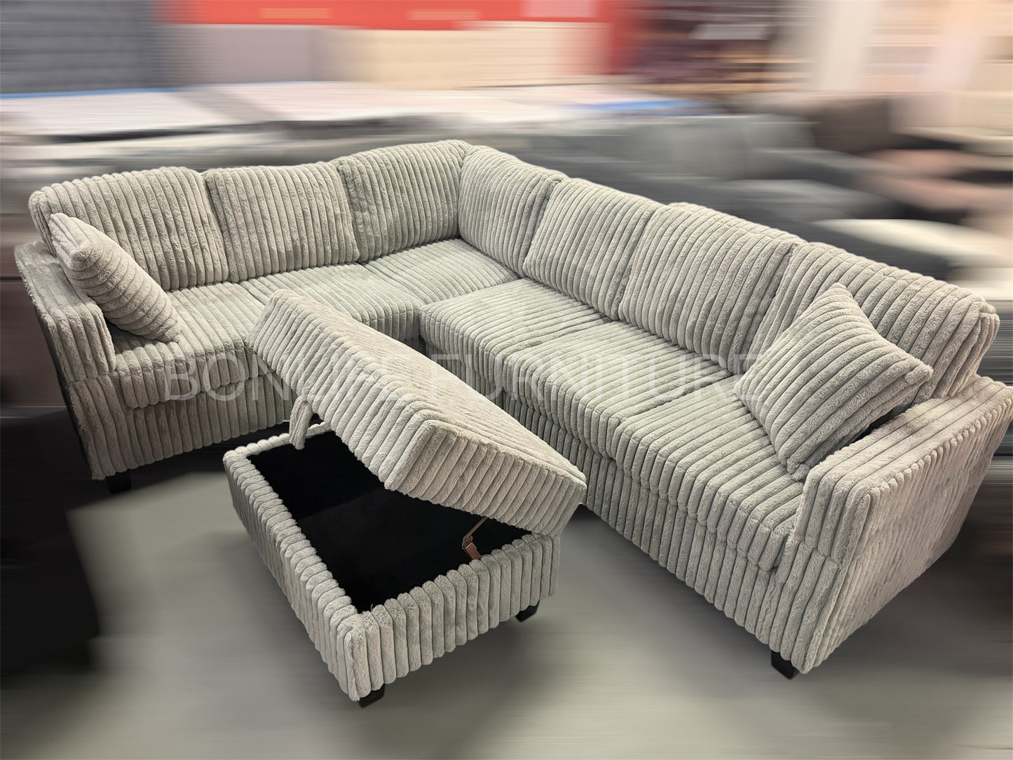 Modern Modular Corduroy Sectional Sofa with Storage Ottoman-GILLIAN