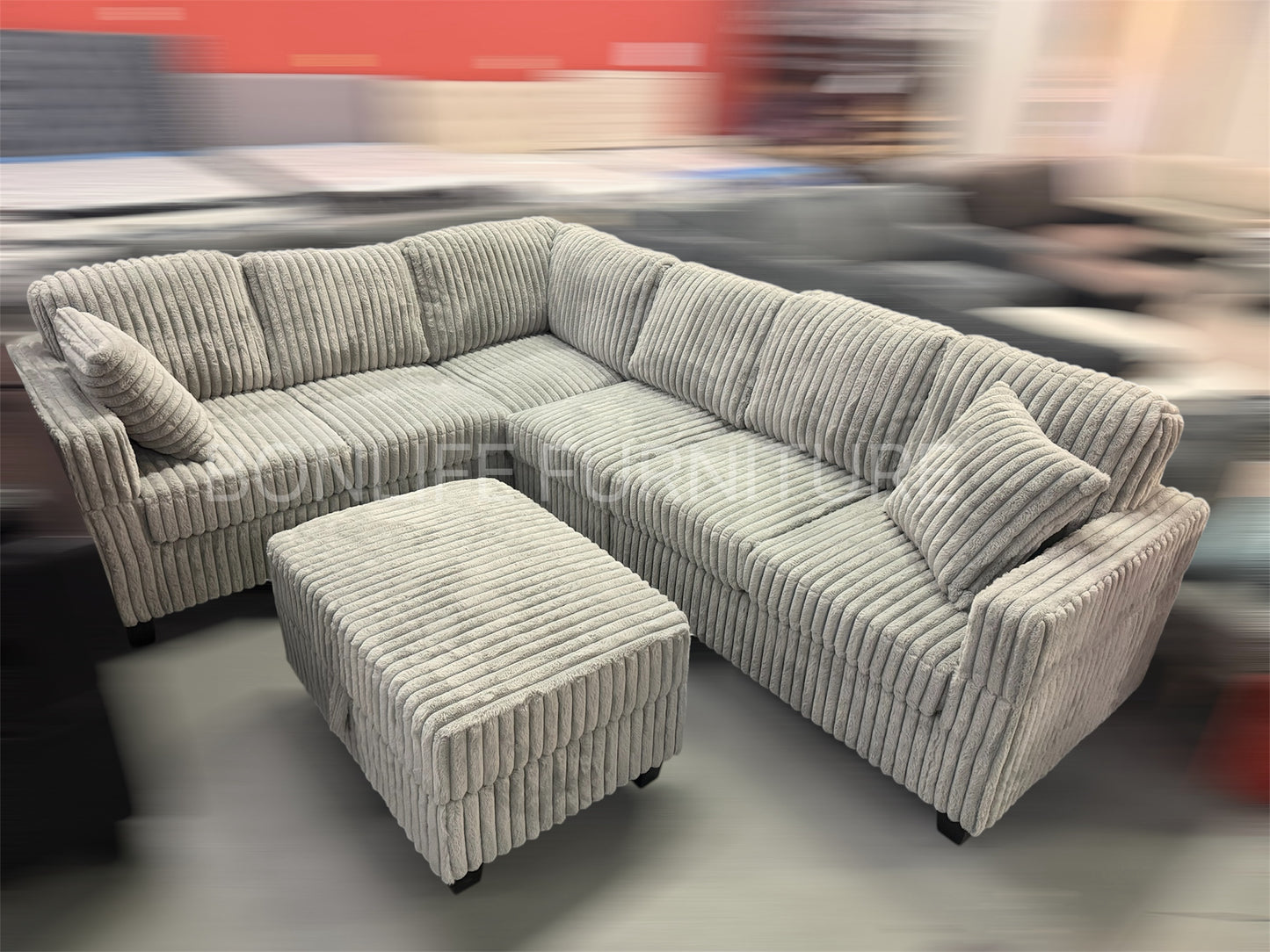 Modern Modular Corduroy Sectional Sofa with Storage Ottoman-GILLIAN