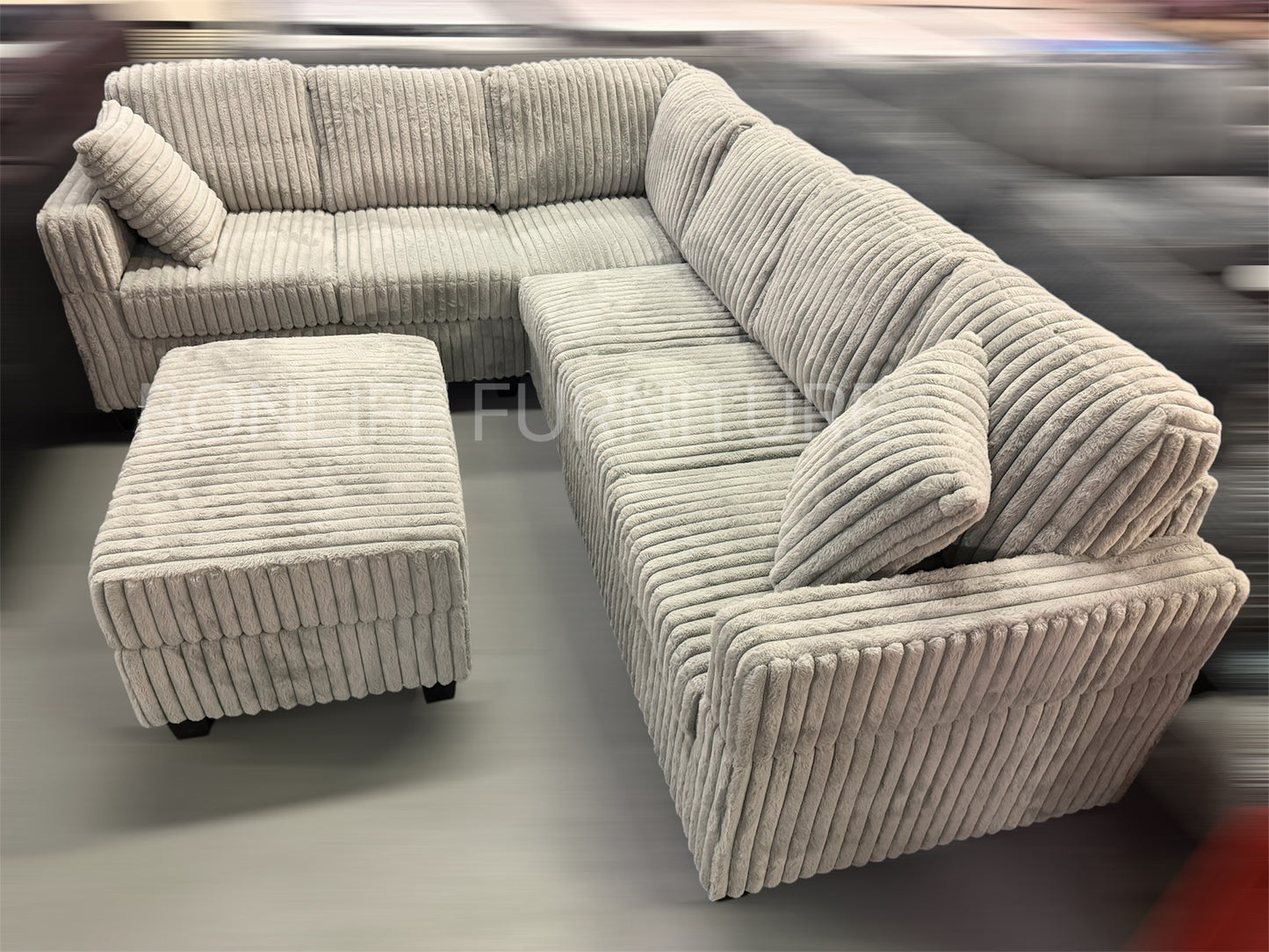 Modern Modular Corduroy Sectional Sofa with Storage Ottoman-GILLIAN