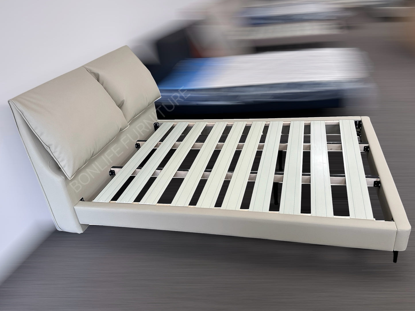 Modern Elephant Ear Upholstered Platform Bed – Premium Leather Headboard