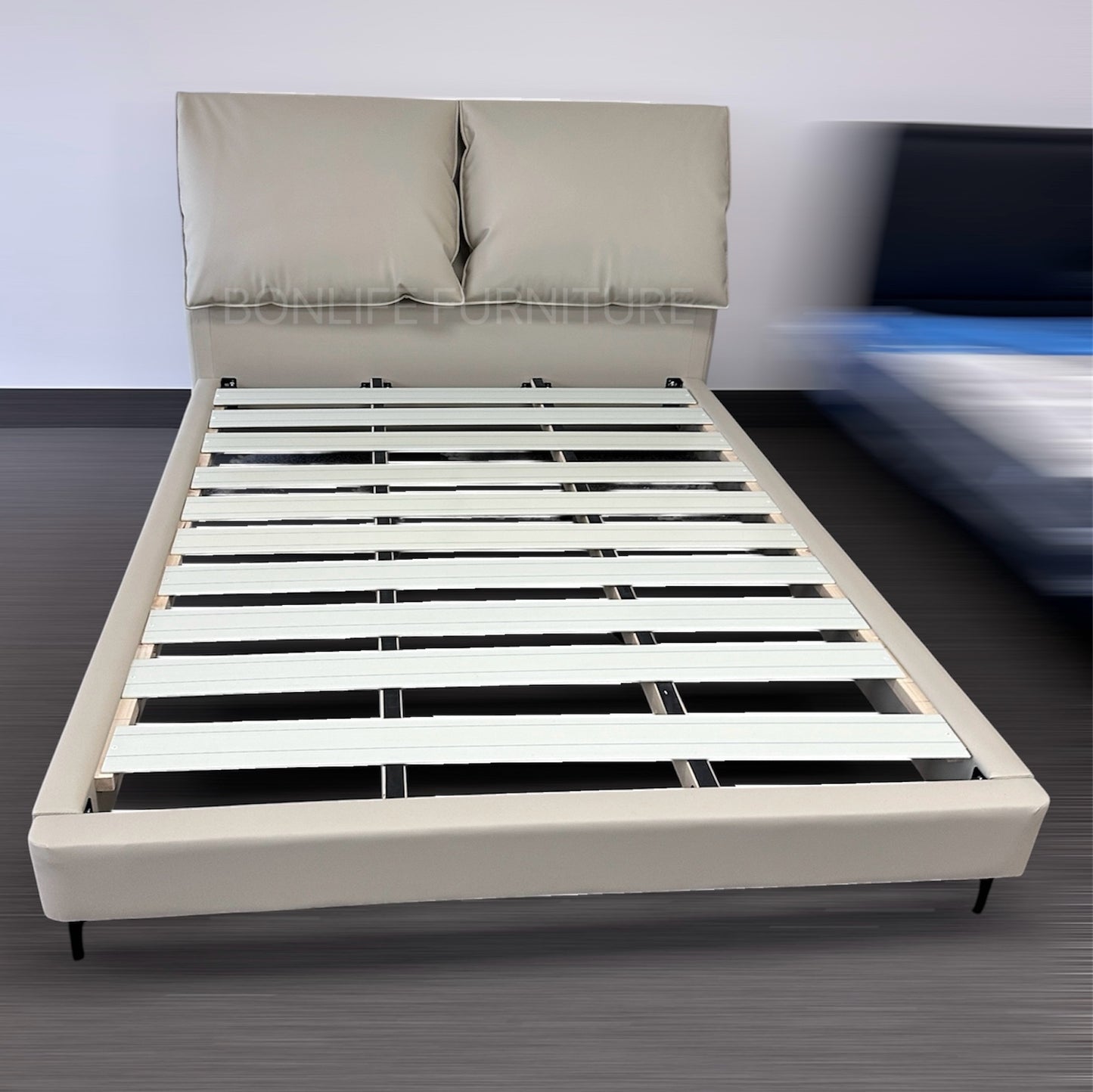 Modern Elephant Ear Upholstered Platform Bed – Premium Leather Headboard