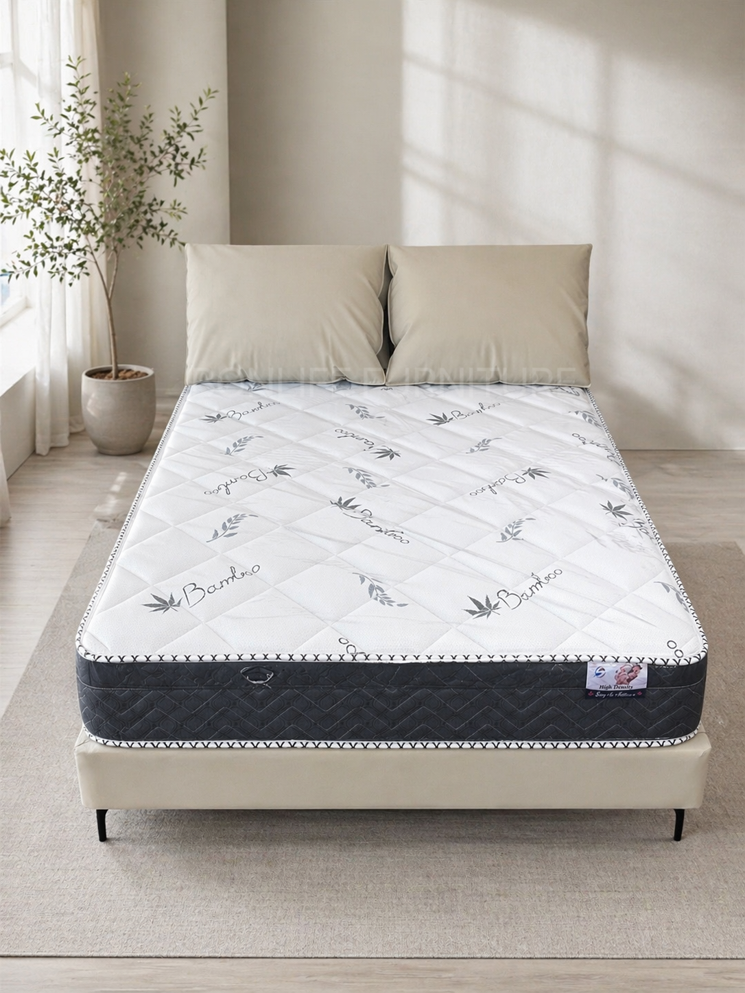 Modern Elephant Ear Upholstered Platform Bed – Premium Leather Headboard